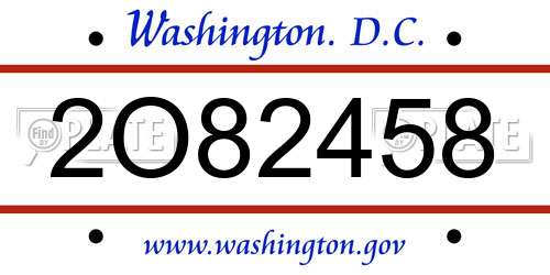 2O82458 District Of Columbia License Plate