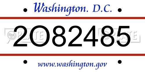 2O82485 District Of Columbia License Plate