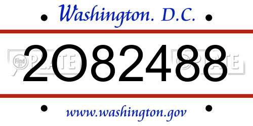 2O82488 District Of Columbia License Plate