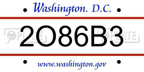 2O86B3 District Of Columbia License Plate