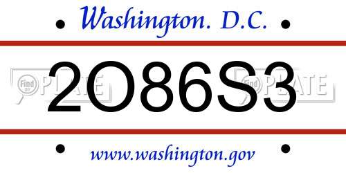 2O86S3 District Of Columbia License Plate