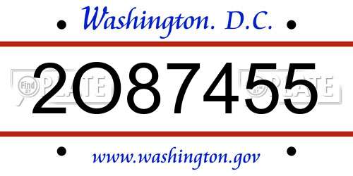 2O87455 District Of Columbia License Plate