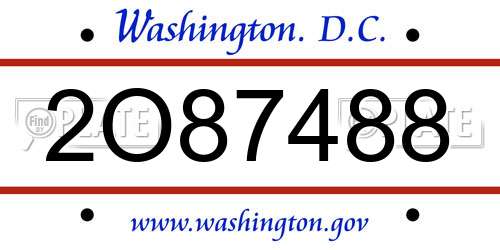 2O87488 District Of Columbia License Plate