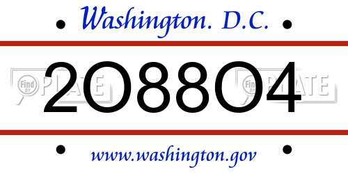 2O88O4 District Of Columbia License Plate