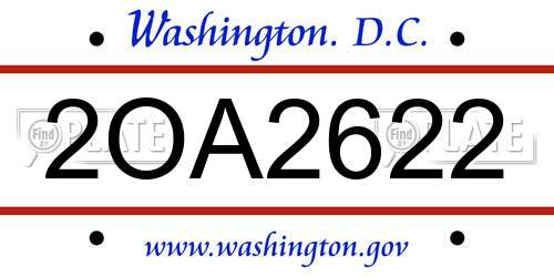 2OA2622 District Of Columbia License Plate