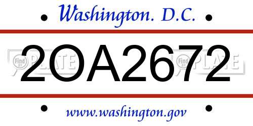 2OA2672 District Of Columbia License Plate