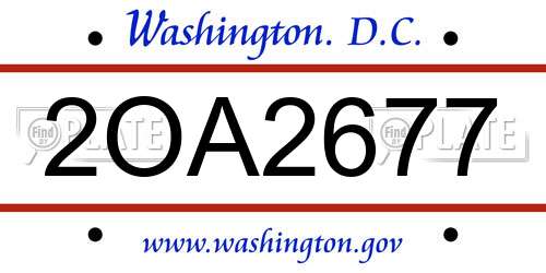 2OA2677 District Of Columbia License Plate