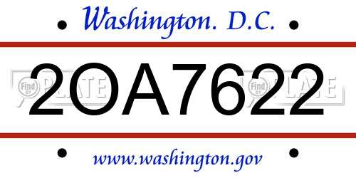 2OA7622 District Of Columbia License Plate