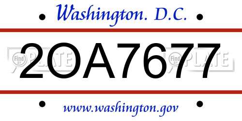 2OA7677 District Of Columbia License Plate