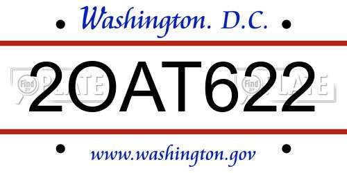 2OAT622 District Of Columbia License Plate