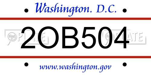 2OB504 District Of Columbia License Plate