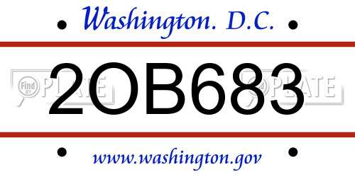 2OB683 District Of Columbia License Plate