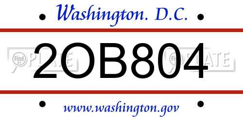 2OB804 District Of Columbia License Plate