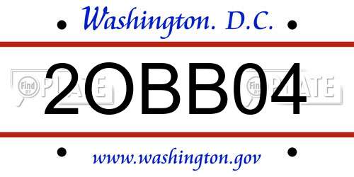 2OBB04 District Of Columbia License Plate