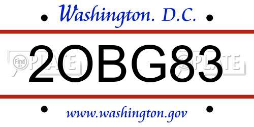 2OBG83 District Of Columbia License Plate