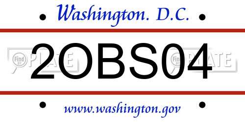2OBS04 District Of Columbia License Plate