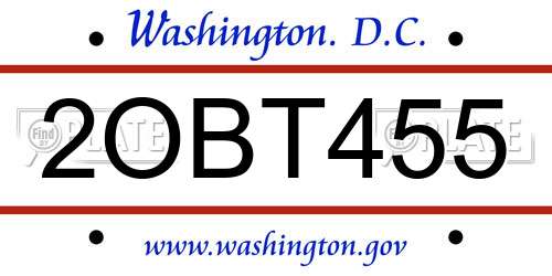 2OBT455 District Of Columbia License Plate