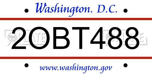 2OBT488 District Of Columbia License Plate