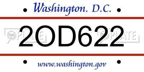 2OD622 District Of Columbia License Plate