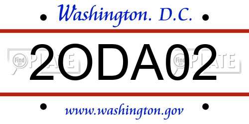 2ODA02 District Of Columbia License Plate