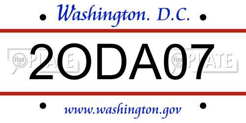 2ODA07 District Of Columbia License Plate