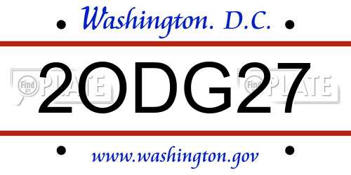 2ODG27 District Of Columbia License Plate