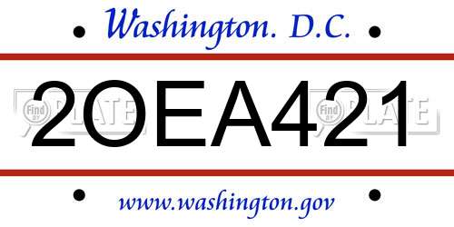 2OEA421 District Of Columbia License Plate