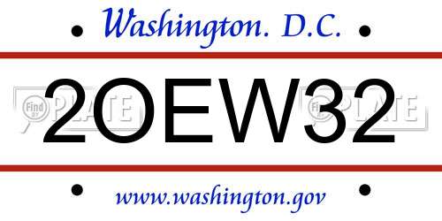 2OEW32 District Of Columbia License Plate