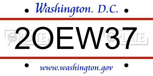 2OEW37 District Of Columbia License Plate