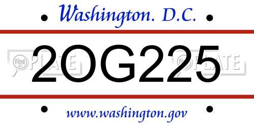 2OG225 District Of Columbia License Plate