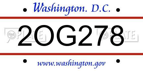 2OG278 District Of Columbia License Plate