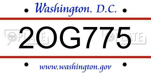 2OG775 District Of Columbia License Plate