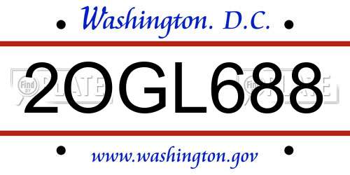 2OGL688 District Of Columbia License Plate