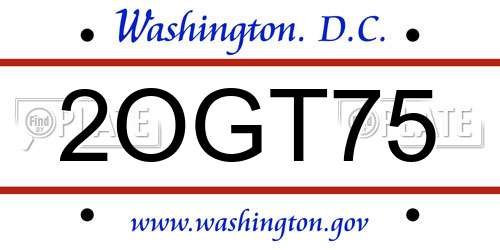 2OGT75 District Of Columbia License Plate