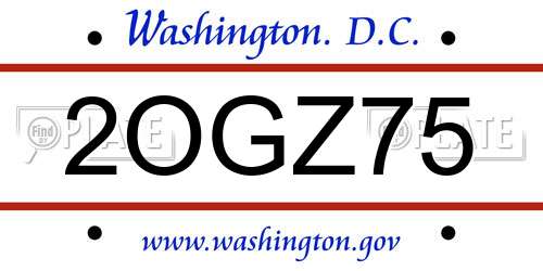 2OGZ75 District Of Columbia License Plate