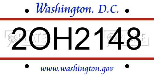 2OH2148 District Of Columbia License Plate
