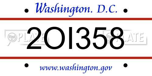 2OI358 District Of Columbia License Plate