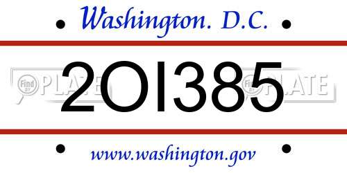 2OI385 District Of Columbia License Plate