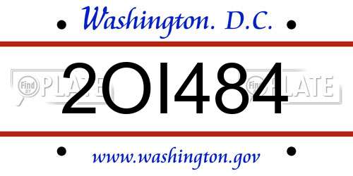 2OI484 District Of Columbia License Plate