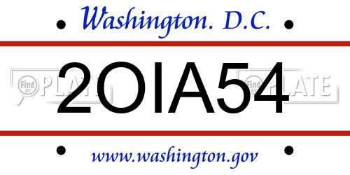 2OIA54 District Of Columbia License Plate