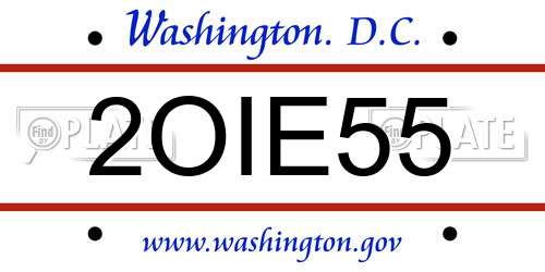 2OIE55 District Of Columbia License Plate