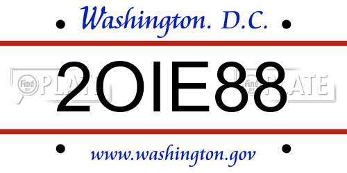 2OIE88 District Of Columbia License Plate