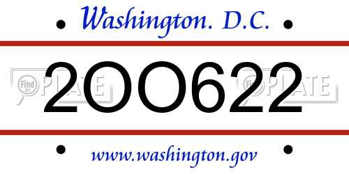 2OO622 District Of Columbia License Plate