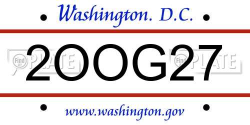 2OOG27 District Of Columbia License Plate