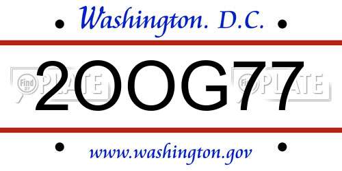 2OOG77 District Of Columbia License Plate