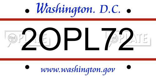 2OPL72 District Of Columbia License Plate