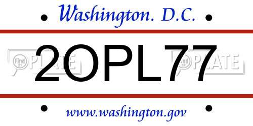 2OPL77 District Of Columbia License Plate