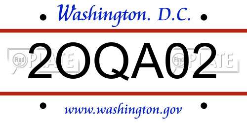 2OQA02 District Of Columbia License Plate