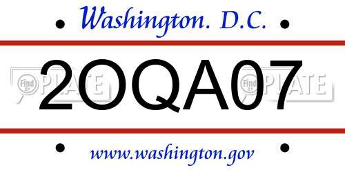 2OQA07 District Of Columbia License Plate