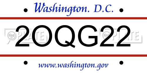 2OQG22 District Of Columbia License Plate